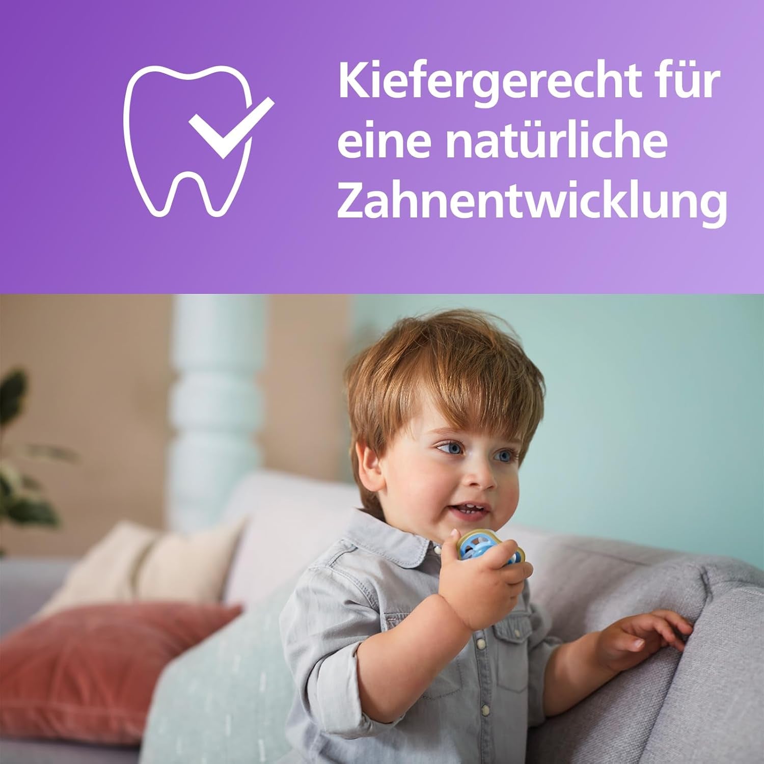 Philips Avent Ultra Air-fopspeen - set van 2 BPA-vrije, ademende fopspenen voor baby's vanaf 18 maanden, inclusief draagtas en sterilisatie, Walvis/Walvis (Model SCF349/24)