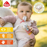 Fehn grijpstokspeelgoed voor kinderen fehnNatur konijnenspeelgoed - motorisch speelgoed met rammelaar om te grijpen, knuffelen - grijpspeelgoed met biologisch katoen - speelgoed voor baby's en peuters vanaf 0+ maanden Babyspeelgoed Naty Shop