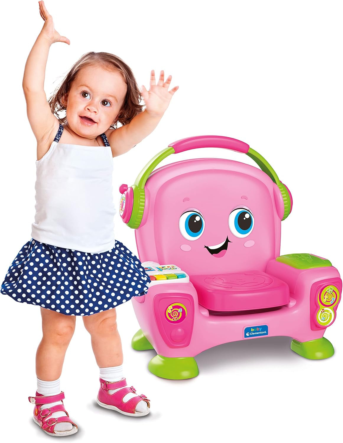 Clementoni 17755 Zingende fauteuil met roze geluid en dans - interactieve en multifunctionele fauteuil voor kinderen in het Italiaans, speelgoed 1 jaar - Made in Italy, veelkleurig Speelgoed Bebe Naty Shop