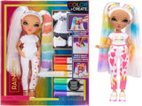 Rainbow High Color & Create DIY Modepuppe - Grüne Augen, Zopfe, extra Top & Schuhe, abwaschbare Regenbogenstifte - Ausmalen, Gestalten, Spielen, Auswaschen - voor kinderen van 4-12 jaar en Sammler