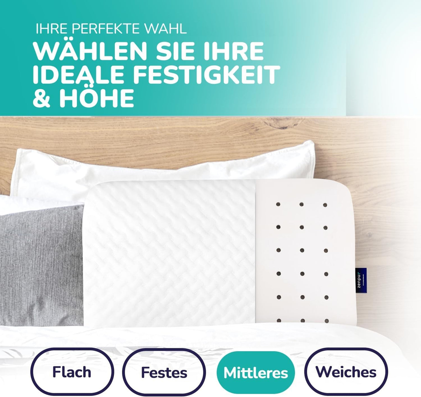 ZenPur Orthopedisch nekkussen 40x60-13cm, Memory Foam Hoofdkussen - Ergonomisch slaapkussen voor nek en schouders, Oeko-TEX gecertificeerd