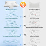 HOMCA Nekkussen Memory Foam Orthopedisch kussen 2 in 1 neksteunkussen met 3D-koelhoes Ergonomisch slaapkussen voor rug-, zij- en buikslapers Grijs 60X13/11X40cm Cervicale orthopedische kussens Naty Shop