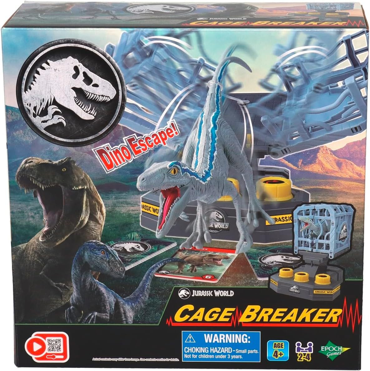 EPOCH Games, Jurassic World - Cage Breaker, 7523, dinosaurusspeelgoed, bordspel voor kinderen vanaf 4 jaar