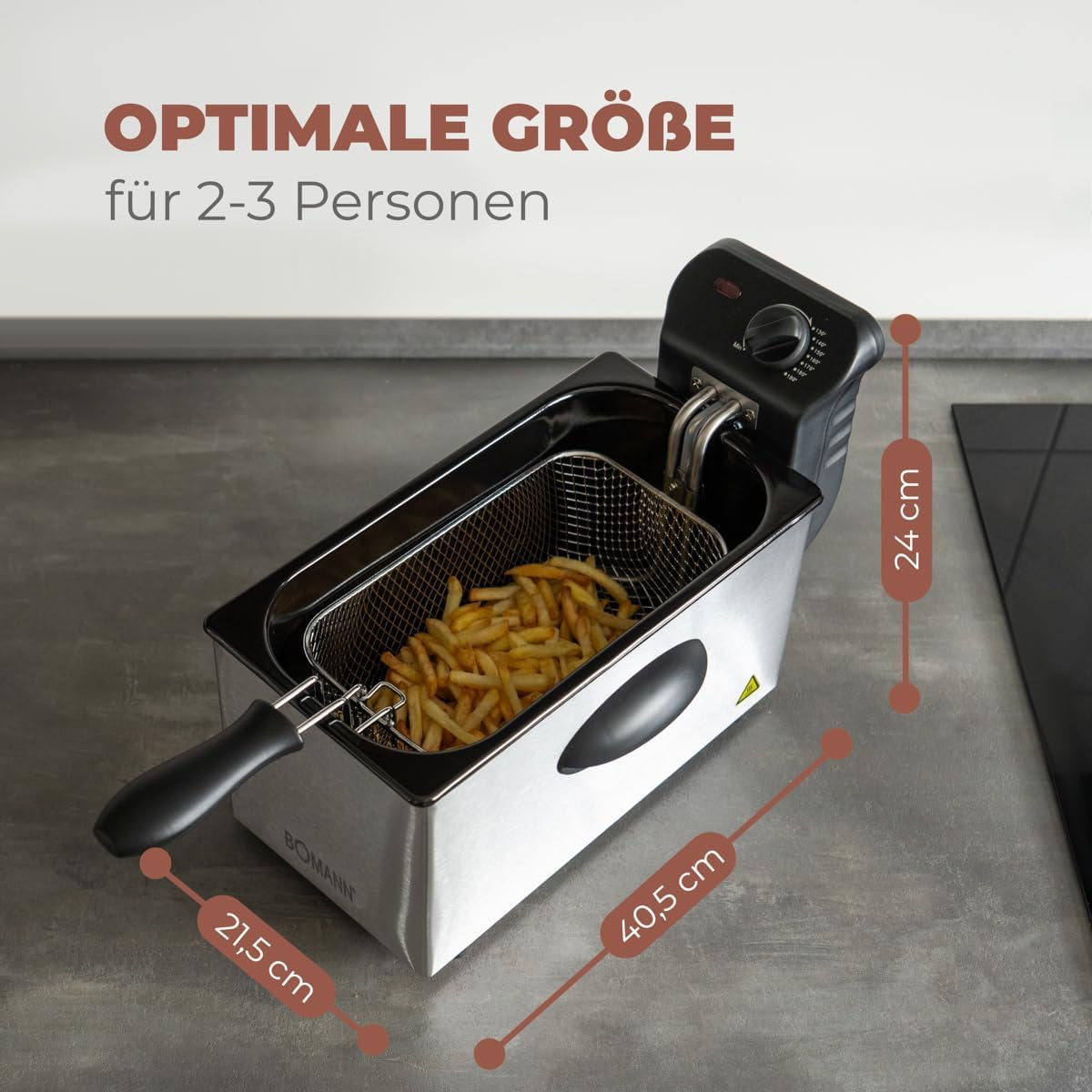 Bomann® oliefriteuse, capaciteit 3 liter, Cool Zone-technologie en afvoer, 2000 W Huishoudelijke apparaten Naty Shop