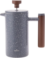 KARACA Marmeren dubbelwandige Franse pers met kastanjehouten handvat - Geïsoleerde Franse pers voor koffie - Home Travel Camping Koffiezetapparaat - 350 ml - Donkergrijs