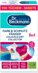 Dr. Beckmann Kleur- en vuilvanger Geavanceerd| Langdurige kleurbescherming| Met microvezels en kleurvangende moleculen voor glans | 100 Naty Shop-doekjes