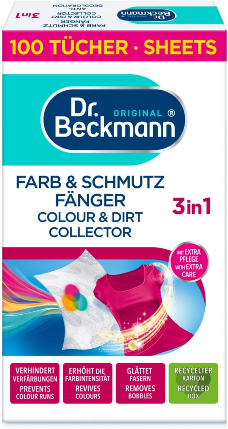 Dr. Beckmann Kleur- en vuilvanger Geavanceerd| Langdurige kleurbescherming| Met microvezels en kleurvangende moleculen voor glans | 100 Naty Shop-doekjes
