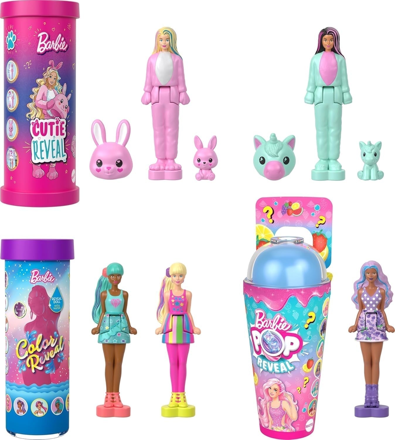 Barbie Mini Barbieland set van 5 fashionista's poppen, ca. Mini-poppen van 3,8 cm hoog in lippenstiftmouwen, verrassingscollectieset (stijlen kunnen variëren), JBD26 Naty Shop-poppen, 2 stuks