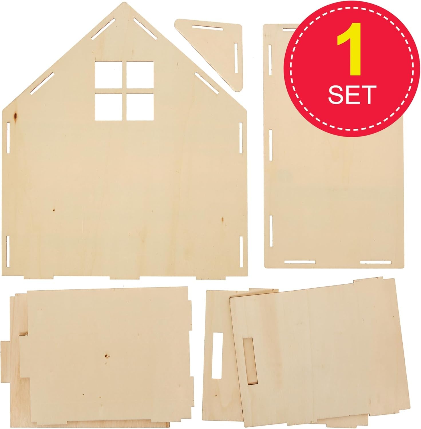 Baker Ross FN199 Bouw je eigen houten poppenhuis - 1-delig poppenhuisbouwpakket voor kinderknutselset