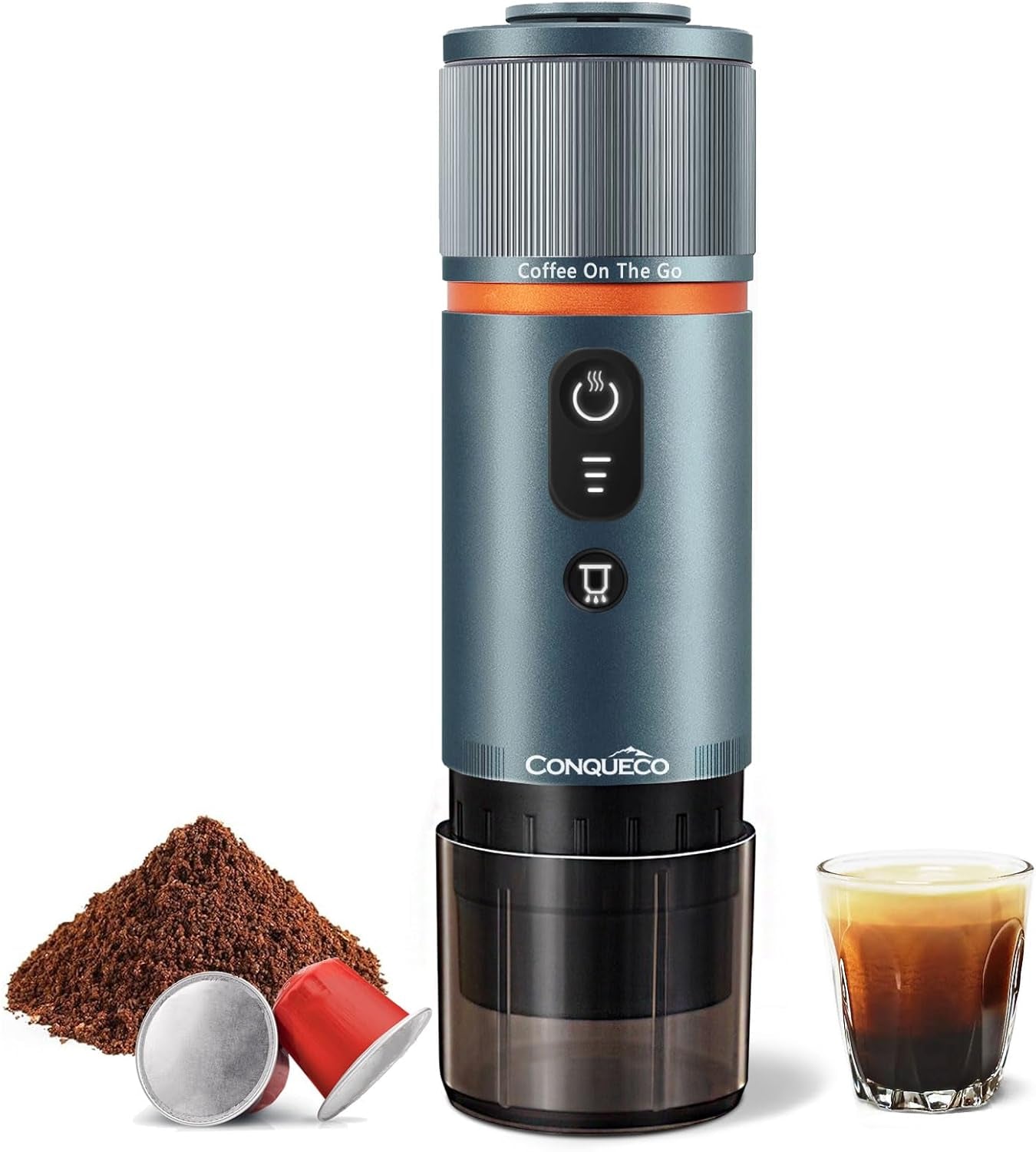 CONQUECO 12V auto-espressomachine: draagbare espressomachine met batterij voor kamperen en reizen - Snelle verwarming in 2,5 minuten - 8 espressokopjes in één keer opladen