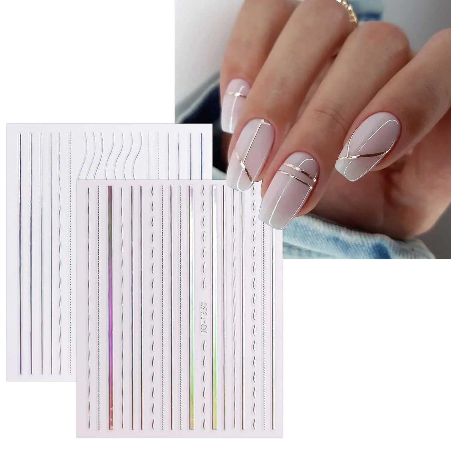 JMEOWIO Nagelsticker Aurora 12 Blatt Nail Art Sticker Selbstklebend Nagelaufkleber Holografische Decoratie Nageldesign Zubehör