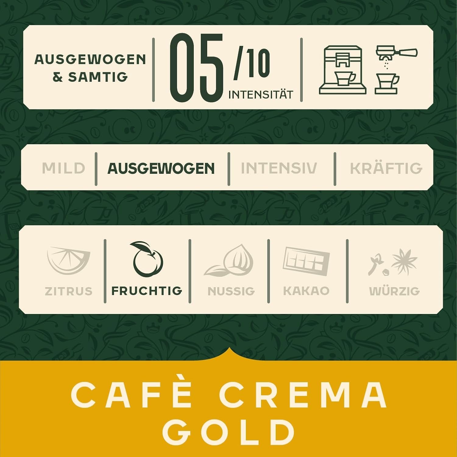 Jacobs Café Crema Gold Koffiebonen 1Kg – Vollmundig, Aromatisch, Fruitige Noten, Arabica & Robusta Bonen, Intensiteit 5/10, Ideaal voor Café Crema Naty Shop