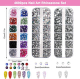 4600 Stück Strasssteine ​​​​Für Nägel, Nagel Glitzersteine ​​​​3 Verschiedene Stil Flache Nail Gems Nägel Steine ​​​​Klein Nagel Steinchen Mit Pinzette en Strass Picker Dotting Pen Für Nägel/Kleidung/Handwerk