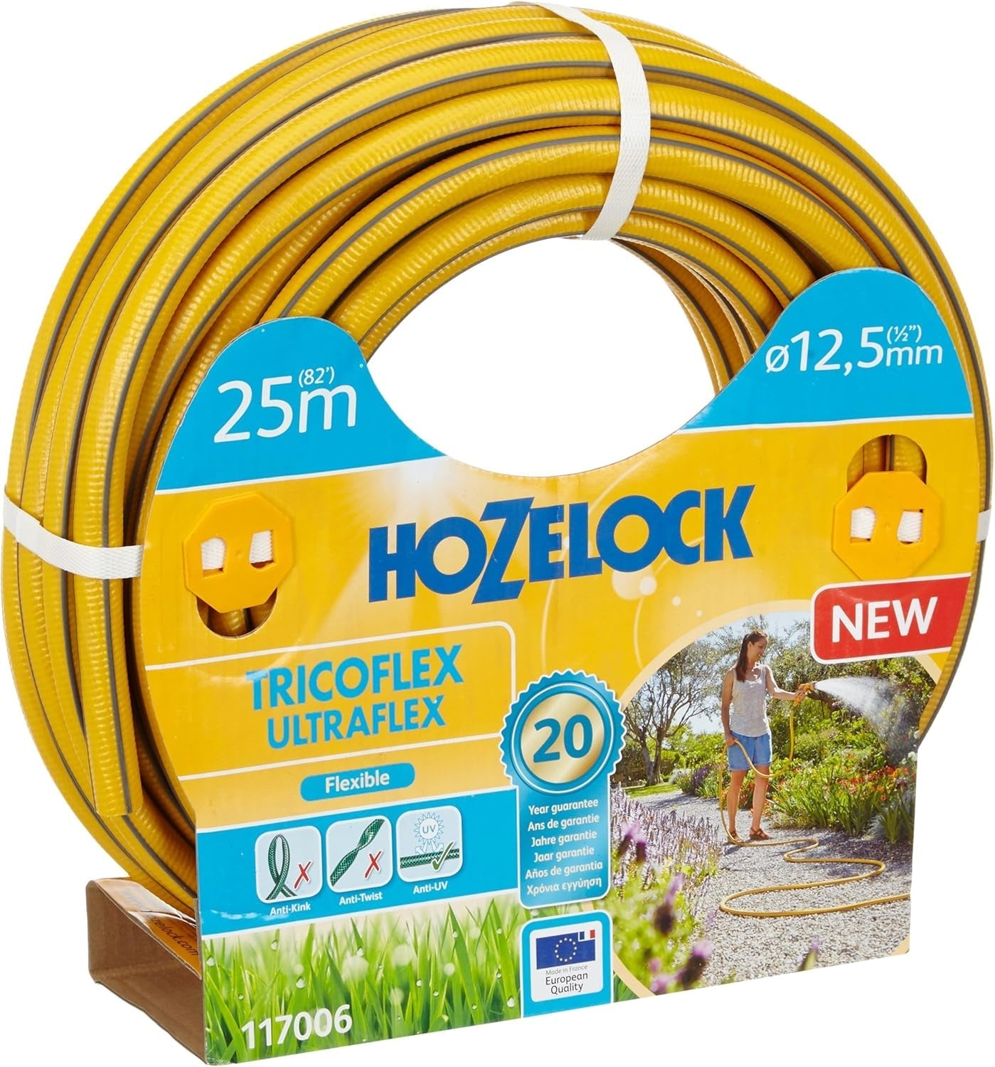 HOZELOCK - Tricoflex Ultraflex Slang Ø 12,5 mm (1/2") 20 M: Flexibele tuinslang, weerbestendig, draai- en buigbestendig, gemaakt van 40% gerecycled PVC [117002], geel