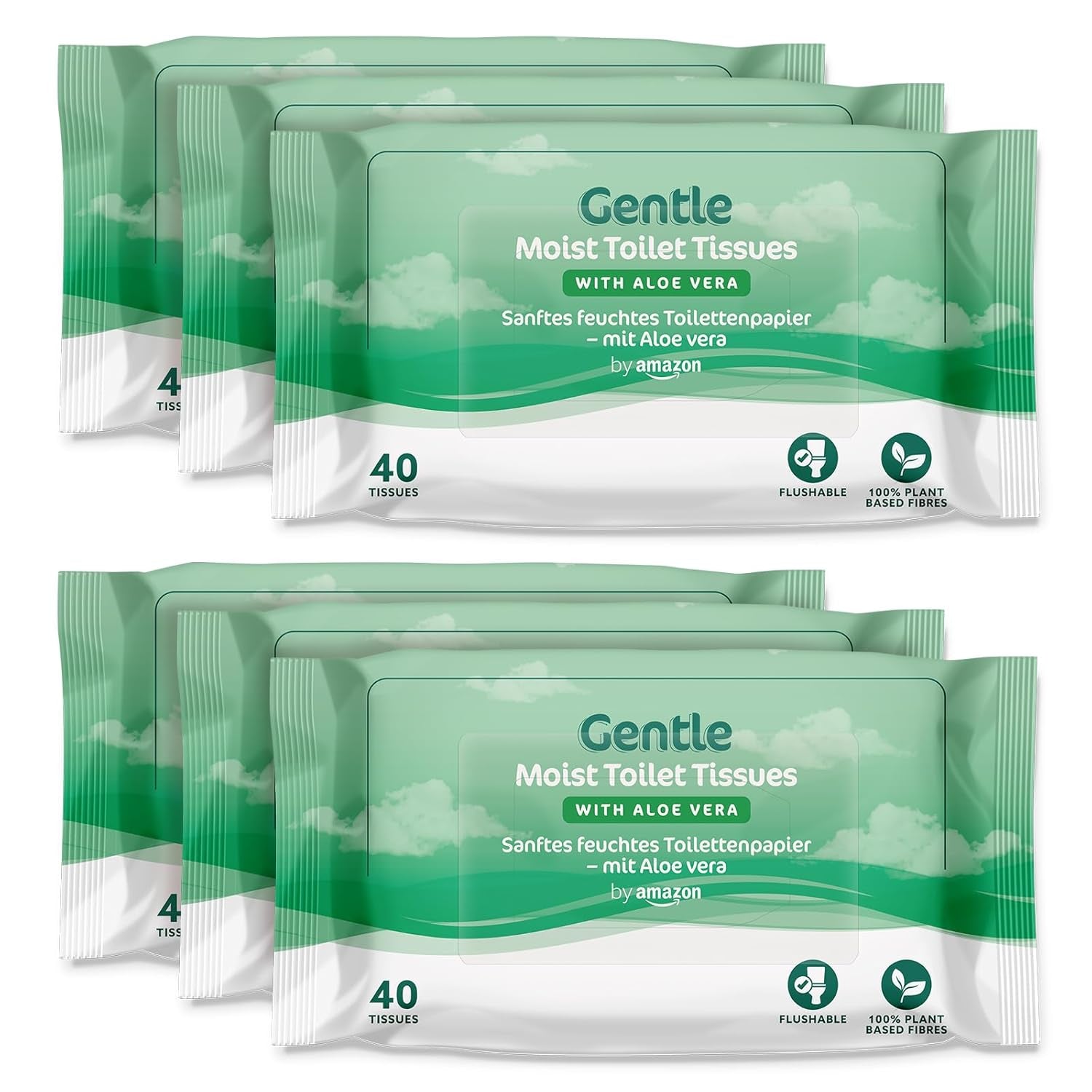 Door Amazon Zacht, nat, geurloos, fijn absorberend, ongeparfumeerd toiletpapier, 240 stuks (6 verpakkingen van 40 stuks) (voorheen merk Presto!)