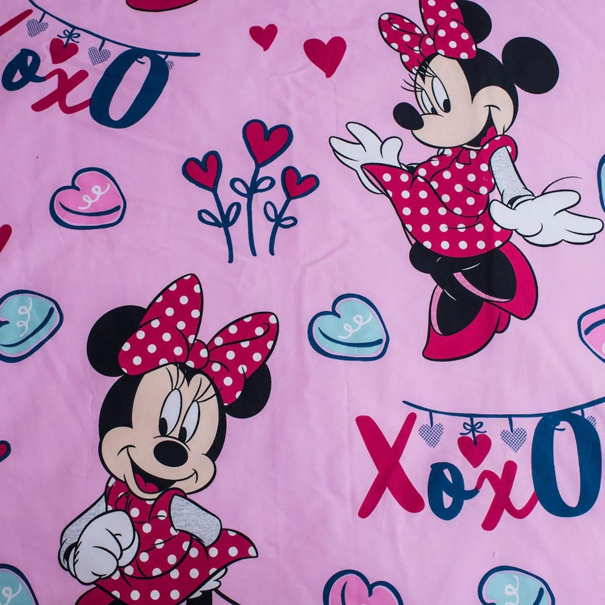 Disney-beddengoed, Minnie Mouse roze baby, 100% katoenen beddengoed met ritssluiting - Kids Naty Shop