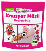 FRECHE FREUNDE Biologische ontbijtmuesli Edda's bessen knapperige mueslimix voor schoolkinderen met gevriesdroogde aardbeien Veganistisch 6-pack (6 x 280 g)