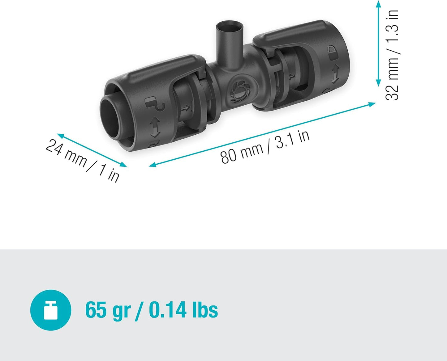 Gardena Micro-Drip-System T-stuk voor sproeikoppen: verbinding tussen 13 mm buizen en een sproeikop, automatische plantenbewatering, snelle en eenvoudige aansluittechniek, herbruikbaar (13206-20)