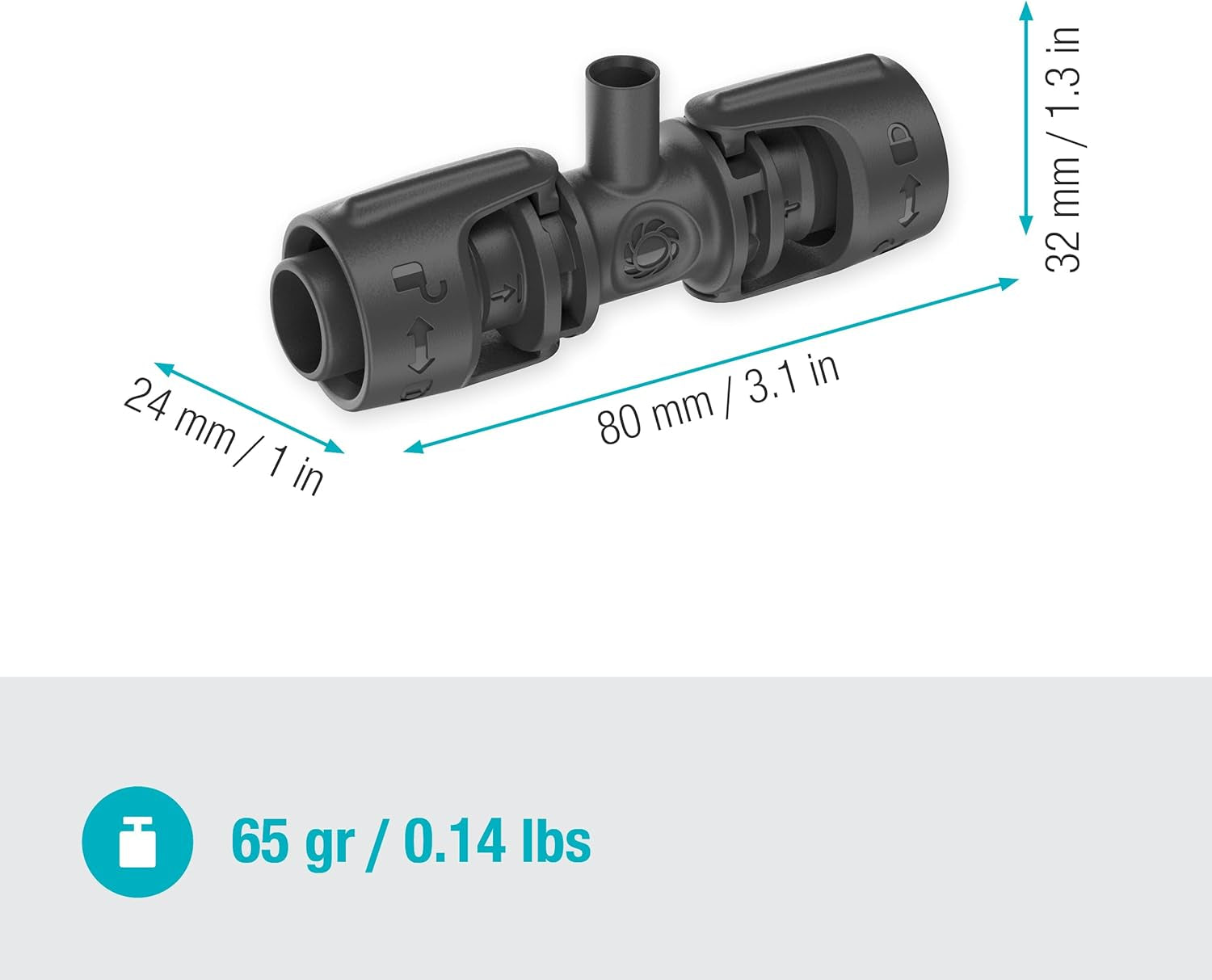 Gardena Micro-Drip-System T-stuk voor sproeikoppen: verbinding tussen 13 mm buizen en een sproeikop, automatische plantenbewatering, snelle en eenvoudige aansluittechniek, herbruikbaar (13206-20)