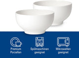 Villeroy & Boch For Me Graanschalen set van 2, wit, vaatwasmachinebestendig, magnetronbestendig, kleine kommen voor 2, kommen, ontbijtgranenschalen, snacks of sauzen, bord, premium porselein