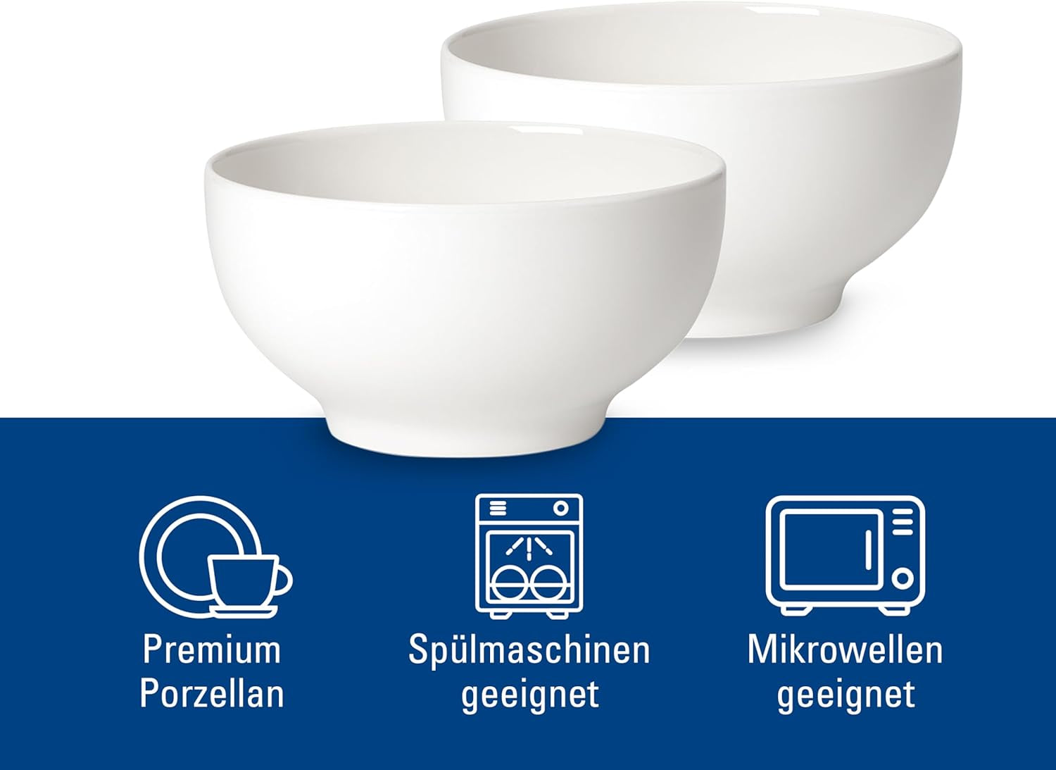 Villeroy & Boch For Me Graanschalen set van 2, wit, vaatwasmachinebestendig, magnetronbestendig, kleine kommen voor 2, kommen, ontbijtgranenschalen, snacks of sauzen, bord, premium porselein