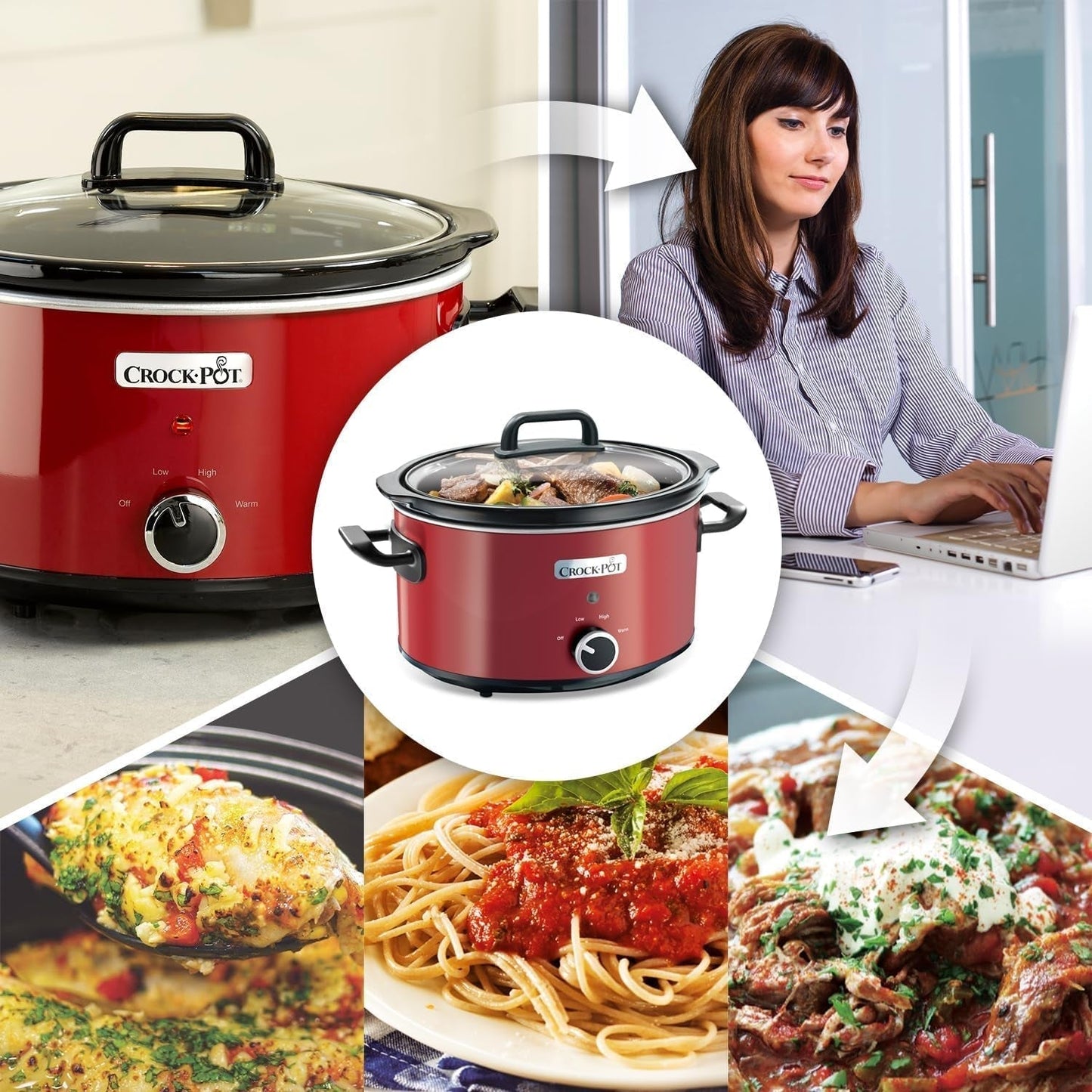 Crock-Pot Slowcooker, 2 Temperatuurinstellingen + Warmhoudfunctie, 3,5 Liter (3-4 Personen), Rood [SCV400RD] Slowcooker Naty Shop