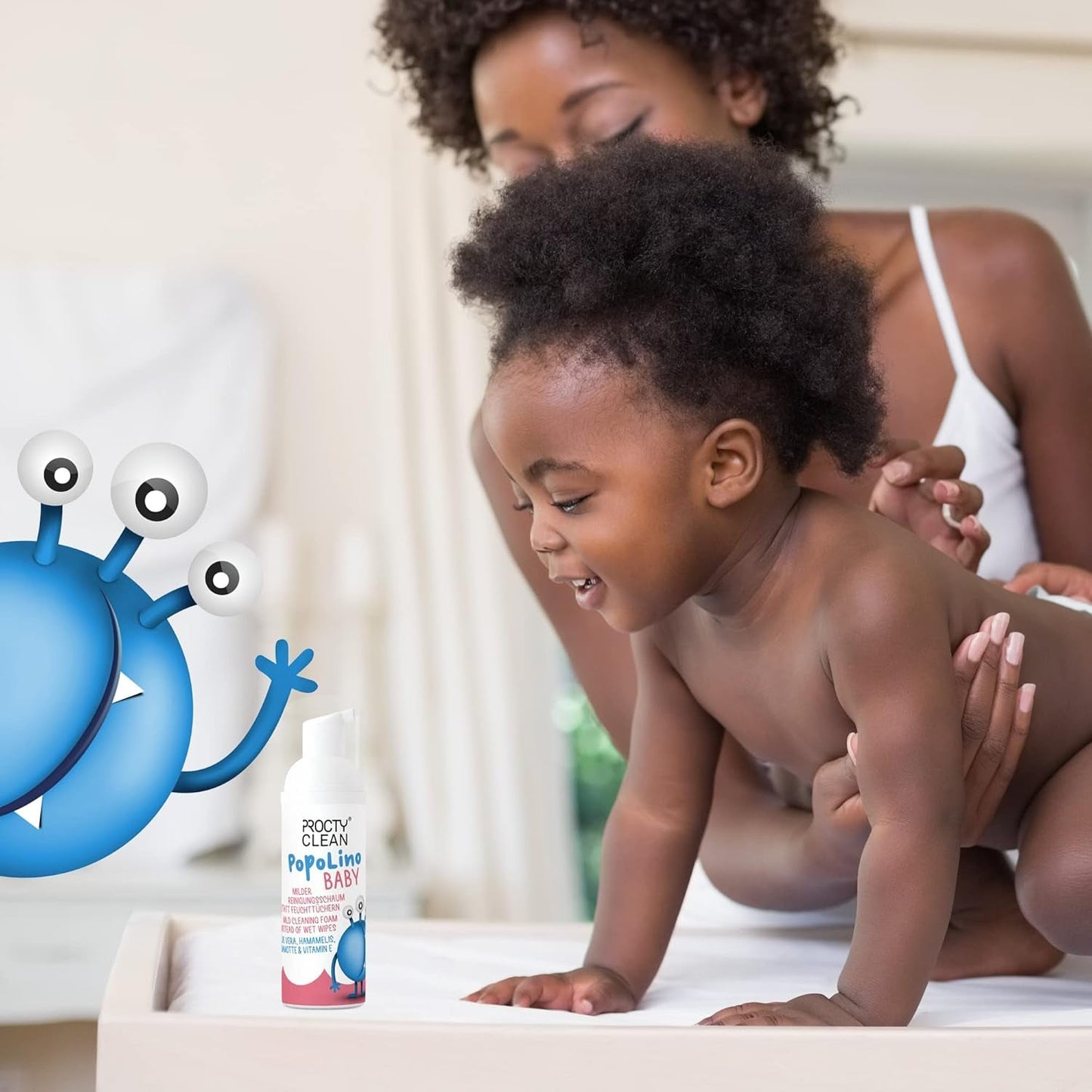 PopoLino Baby zachte bodemschuim in plaats van natte babydoekjes. Veganistisch en natuurlijk cosmetisch reinigingsschuim! Bodemschuim met aloë vera, toverhazelaar, bergamot en vitamine E. Maakt de billen en het milieu blij.