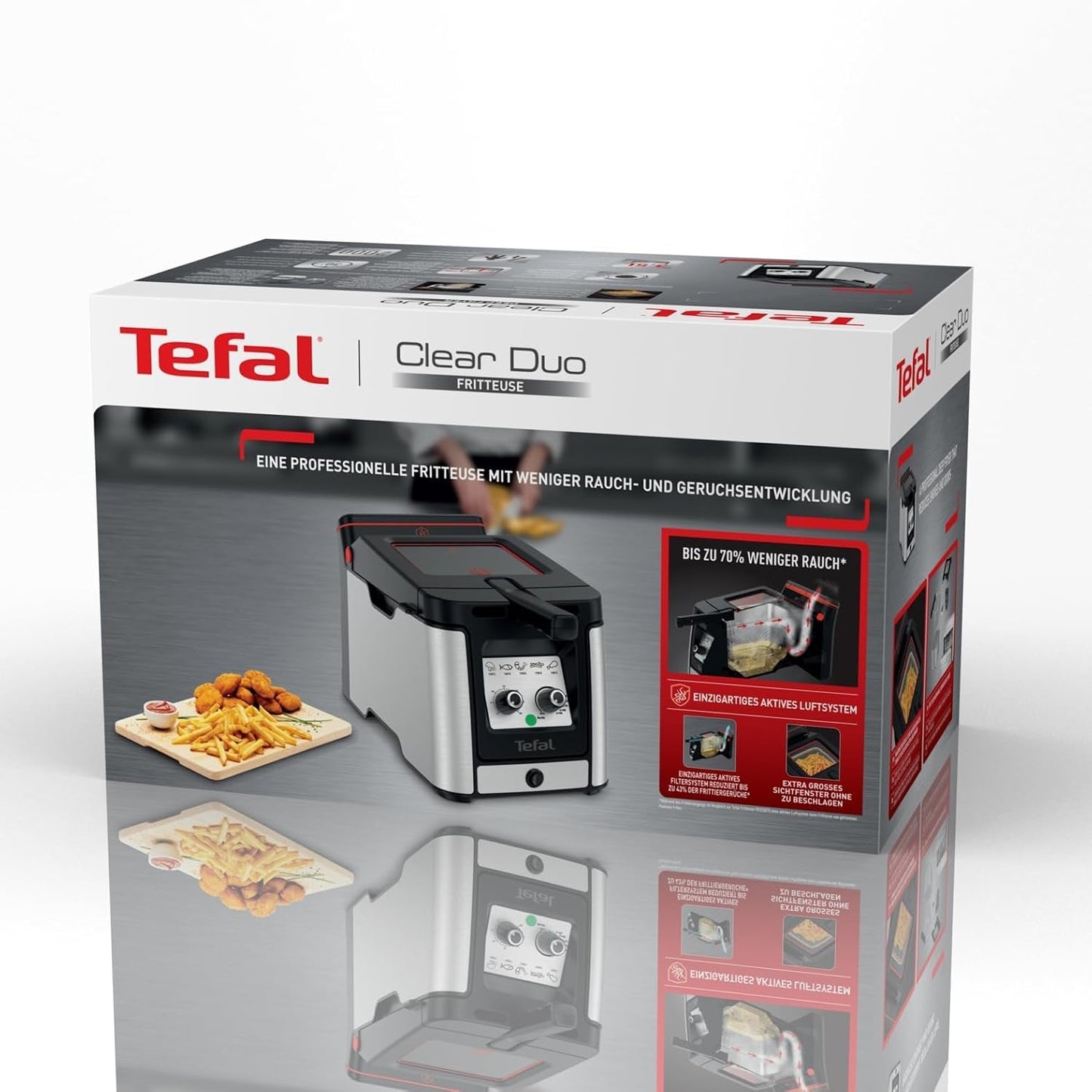 Tefal FR600D Clear Duo Frituurpan, frituren met minder rook en geurtjes, inhoud 1,2 kg, thermostaat, timer, groot kijkvenster zonder condens Huishoudelijke apparaten Naty Shop