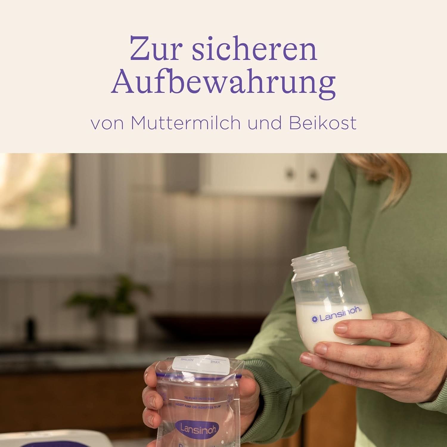 Lansinoh Muttermilchflaschen, 4 X 160 Ml - Zur Sicheren Muttermilch Austellungen - Neues Kompaktes Design Für Verbesserte Stabilität - Mit Stapelbarem Deckel Accessoires Voeding en borstvoeding Bebe Naty Shop