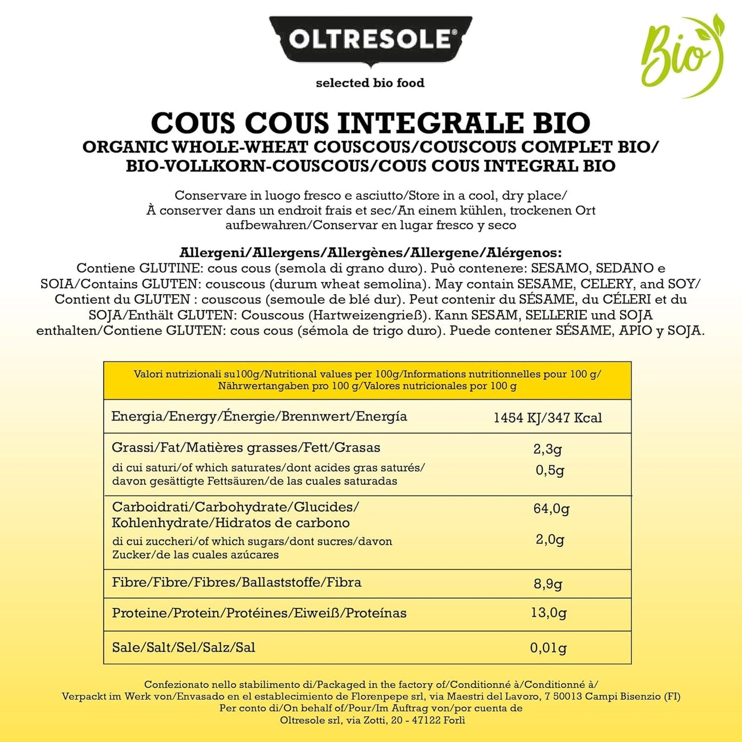 Biologische volkoren couscous 5 kg, biologisch volkoren durumtarwemeel, ideaal voor gezonde voor- en bijgerechten, handig formaat