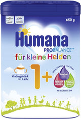 Humana Kindergetränk 1+, vanaf 1 jaar, Milchpulver für Kindermilch, nährstoffreiche Milch für Kleinkinder, als gelegentliches Milchgetränk of zur Mahlzeit, 650 g