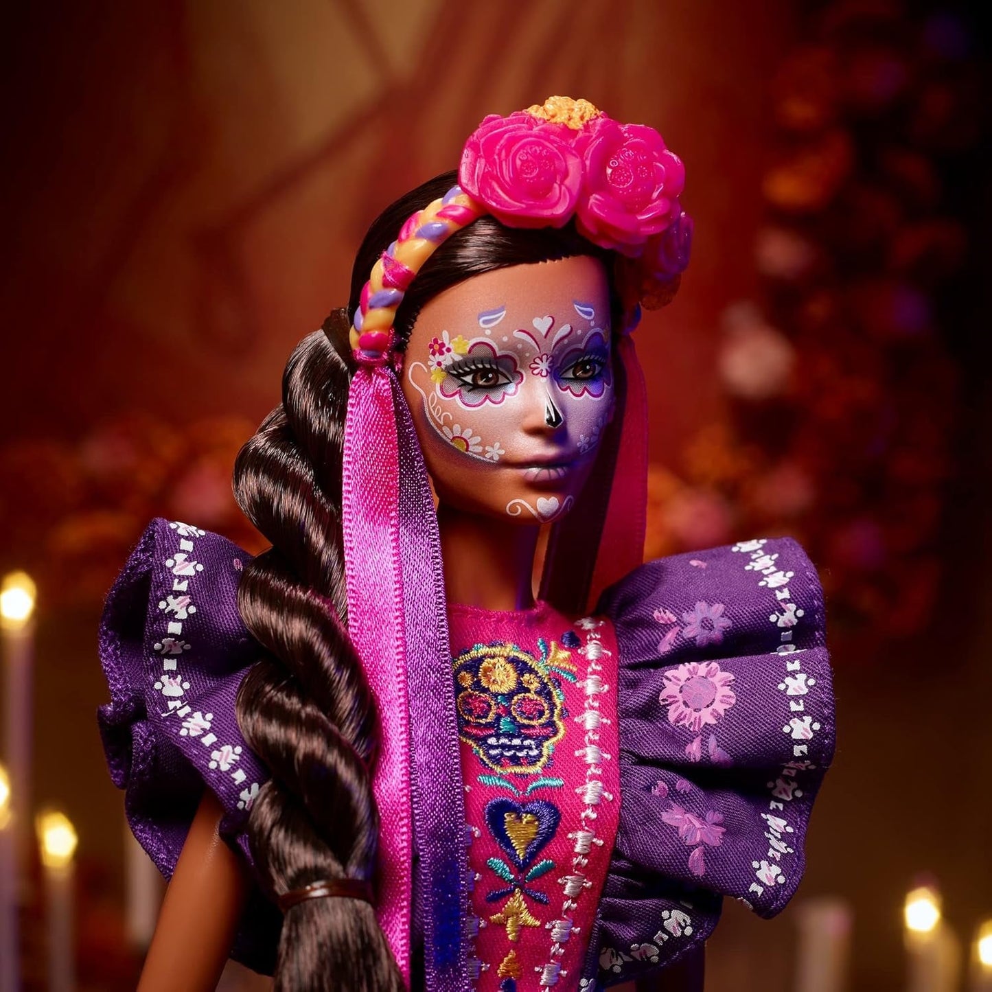 2022 Día De Muertos Barbiepop met gegolfde traditionele jurk, bloemenkrans en Calavera-gezichtsverf, cadeau voor verzamelaars