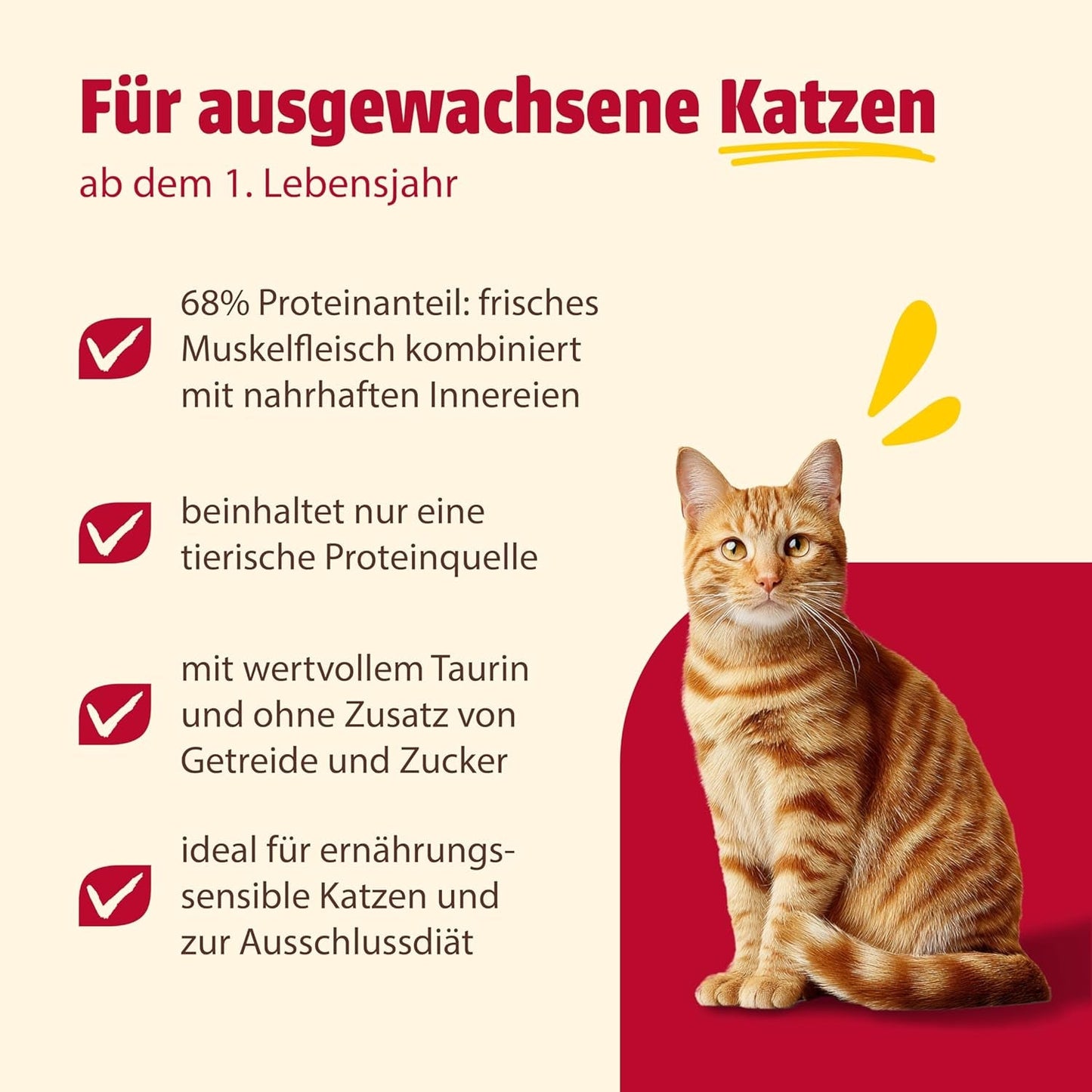 animonda Carny Adult Single Protein Pure Chicken (6 x 400g), natvoer voor volwassen katten met één enkele eiwitbron, natvoer voor volwassen katten, graanvrij en suikervrij