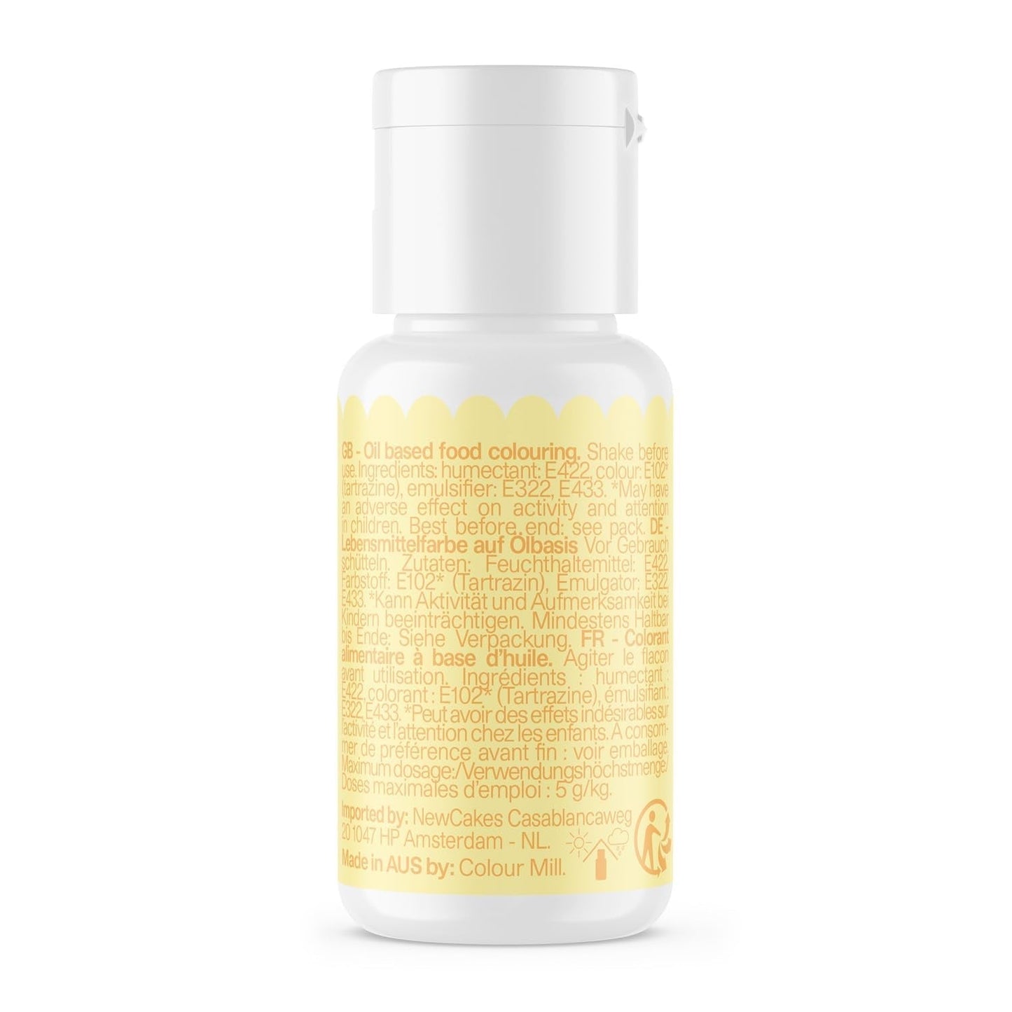 Color Mill kleurstof op basis van citroenolie - Kleurstof voor chocolade, fondant, muffins, cakes, bakken, bitterkoekjes - Kleurstof voor het decoreren van taarten - 100 ml