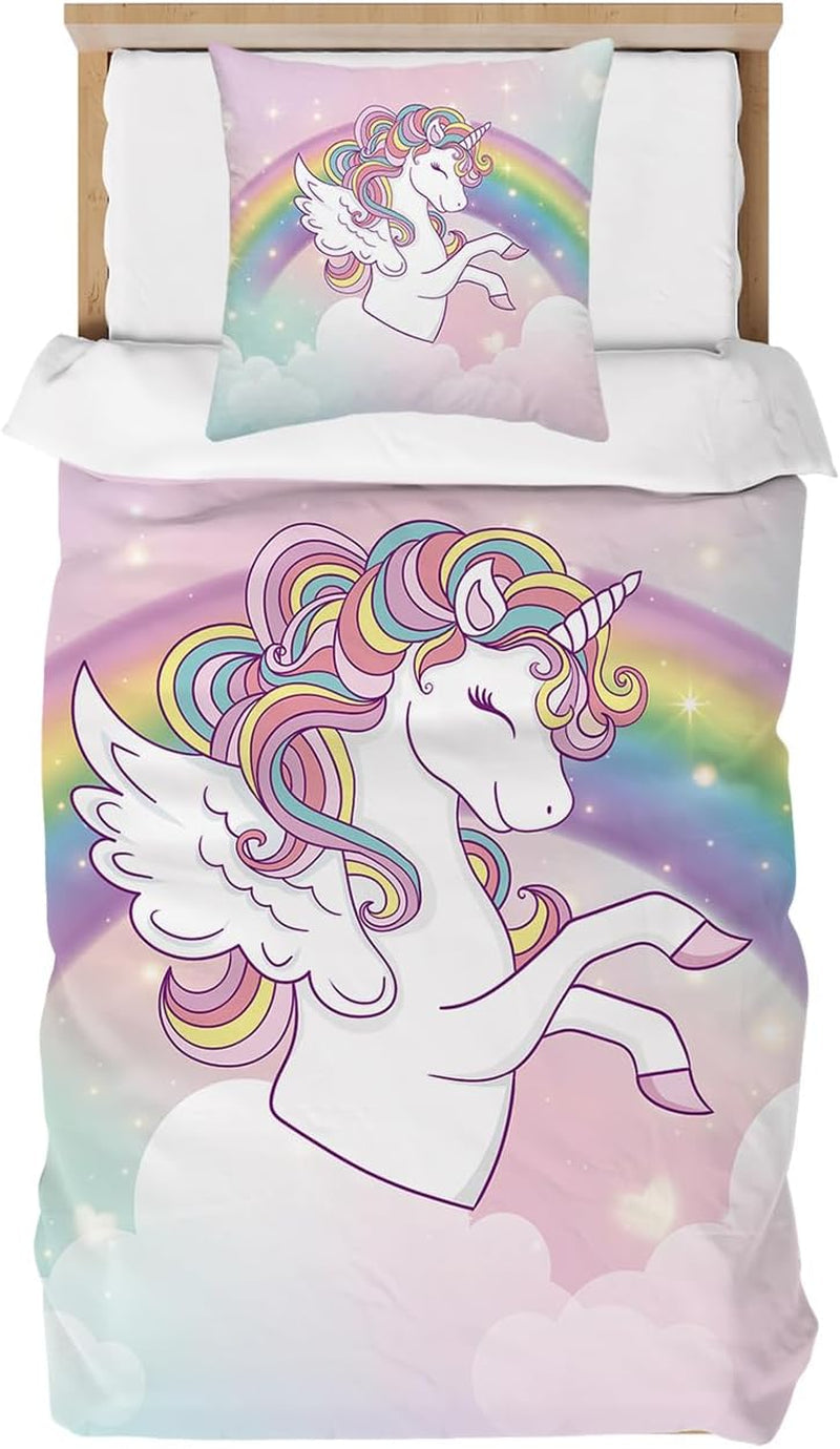 Beddengoed voor kinderen, Eenhoorn Zacht, microvezel Beddengoed - kinderen Naty Shop Regenboog 135X200 Cm