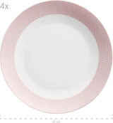 MÄSER Kitchen Time II, Serviesset voor 4 personen, Combiservies met 16 stuks in pastelkleuren met subtiel patroon, Porselein, Roze