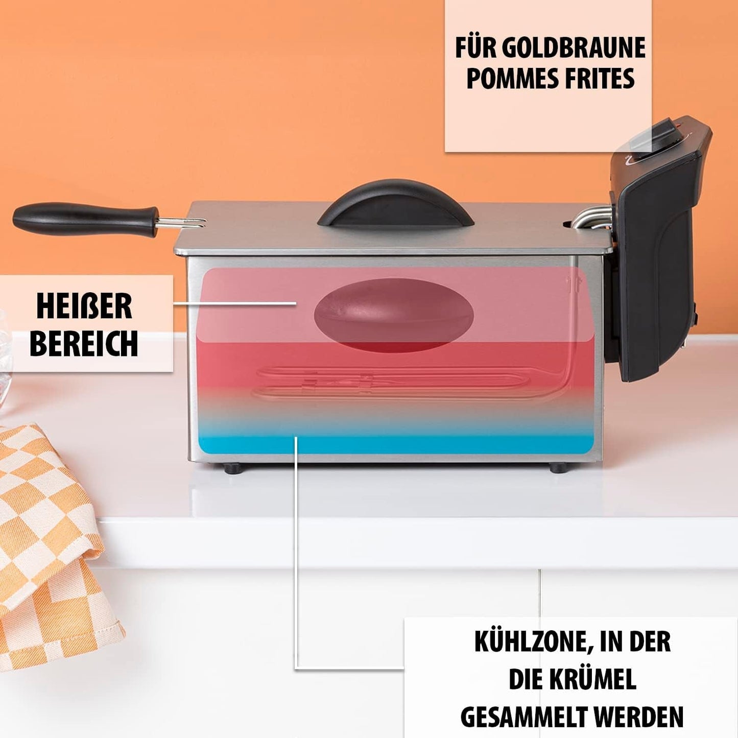 Tristar oliefriteuse FR-6935, 2000 watt, 3 liter, thermostaat, koude zone, 3-4 personen, metaal Apparaten Naty Shop