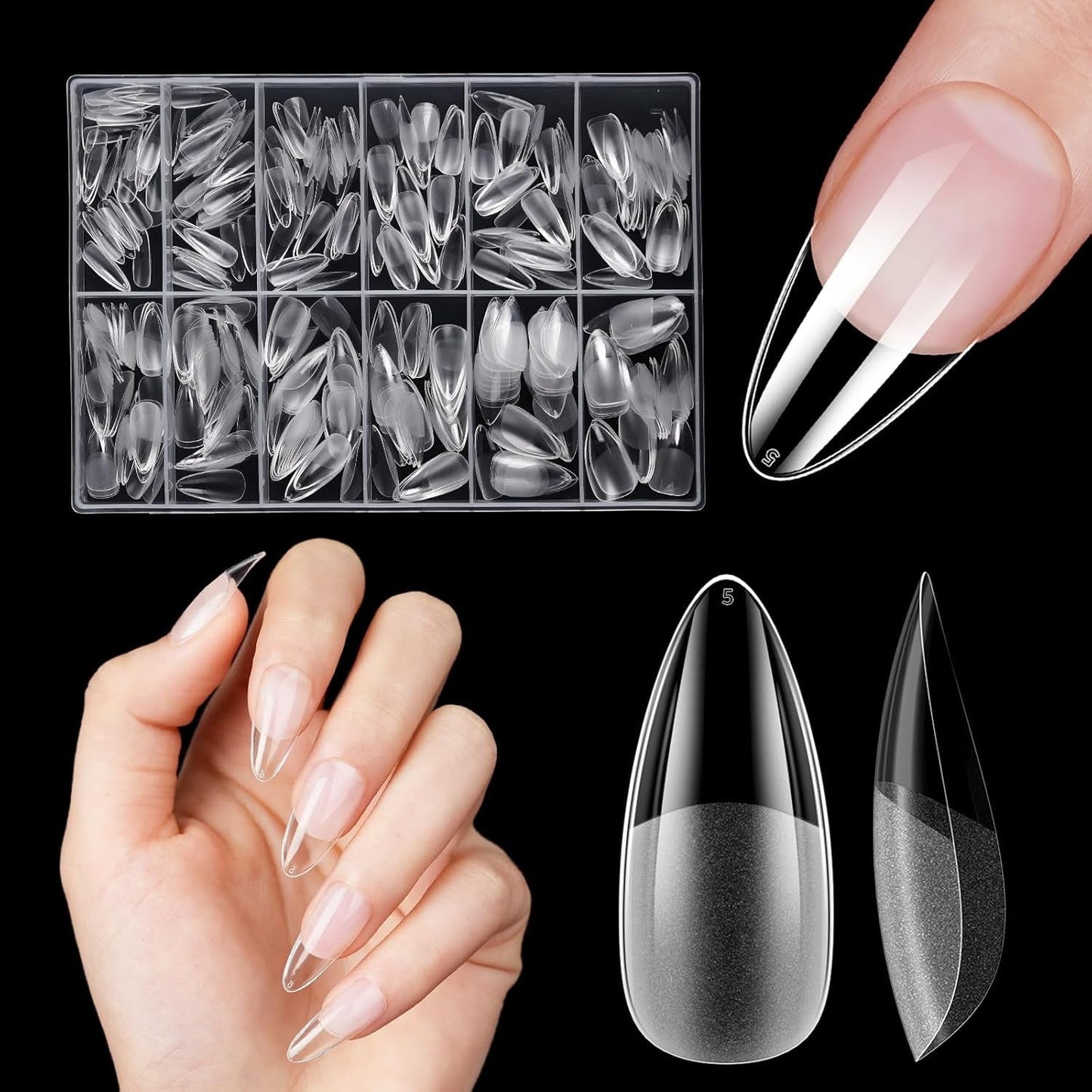 Korte kunstnagels 500 stuks zachte gel volledige dekking nageltips voor gelnagels 12 maten Voorgepolijste nageltips voor gelnagels Korte kunstnagels Doodskistnagelverlengingen met doos