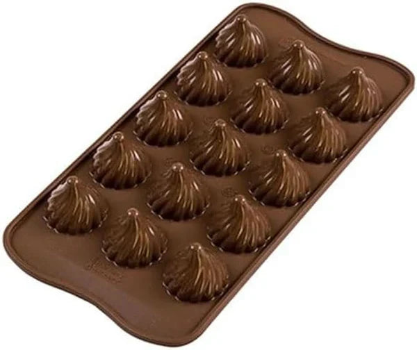 Silikomart 3D Flaming Chocolate Mold - Unieke 3D-vormen met binnenrand voor ronde bases