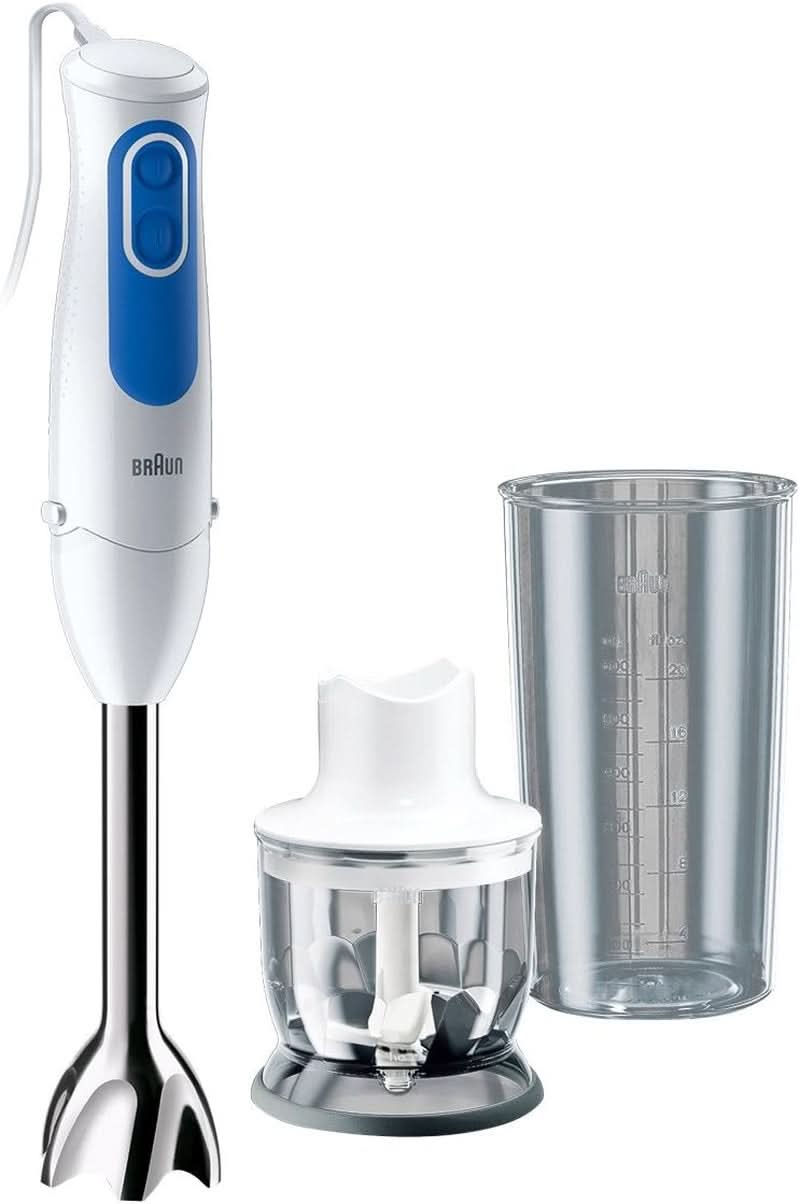 Braun Multiquick 3 MQ 3000 Smoothie+ Stabmixer – Pürierstab Mit 2 Geschwindigkeiten, Powerbell plus en Splashcontrol-Technologie, 700 Watt, Inkl. 600 Ml Mix- & Messbecher, Blau/Weiß Keuken Naty Shop Mq3020 Pesto