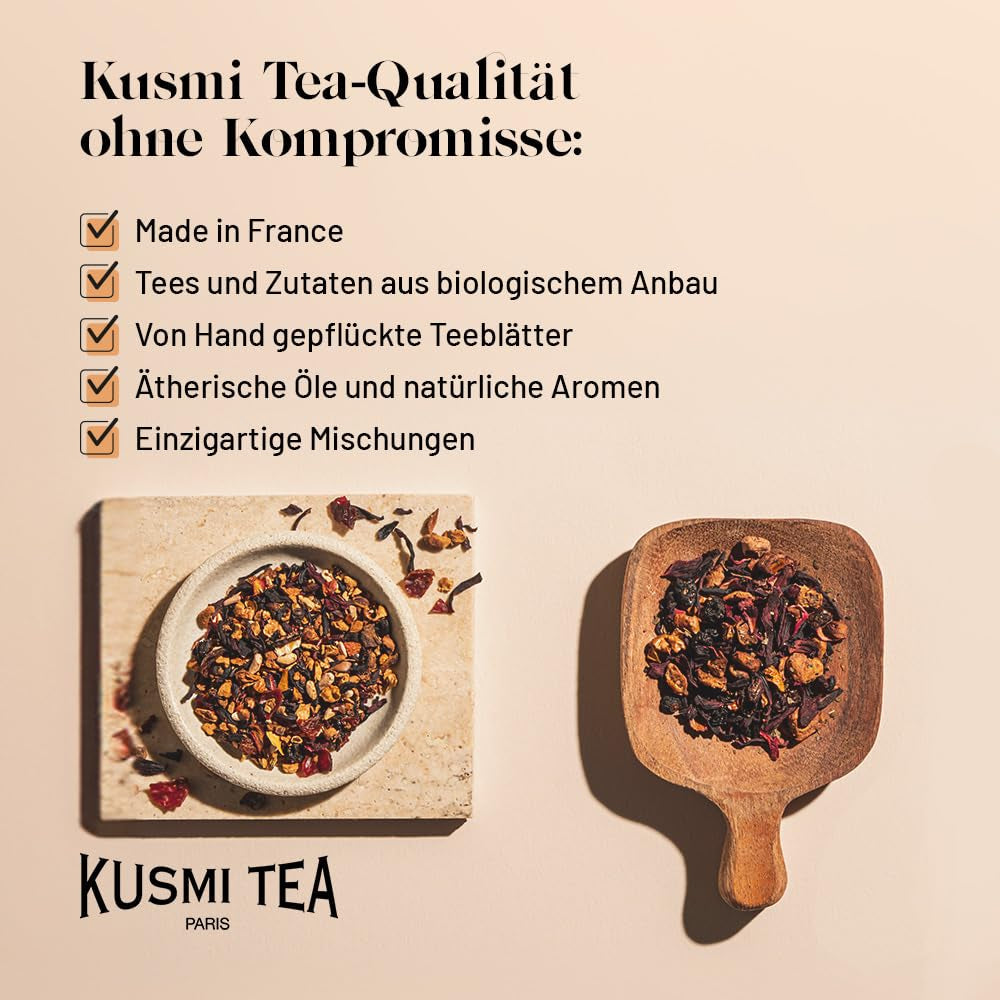 Kusmi Tea - Earl Grey Intense - Biologische Earl Grey zwarte thee met sterke bergamot en pittige citroen - losse thee - metalen doos van 100 g - hoeveelheid voor ongeveer 50 kopjes