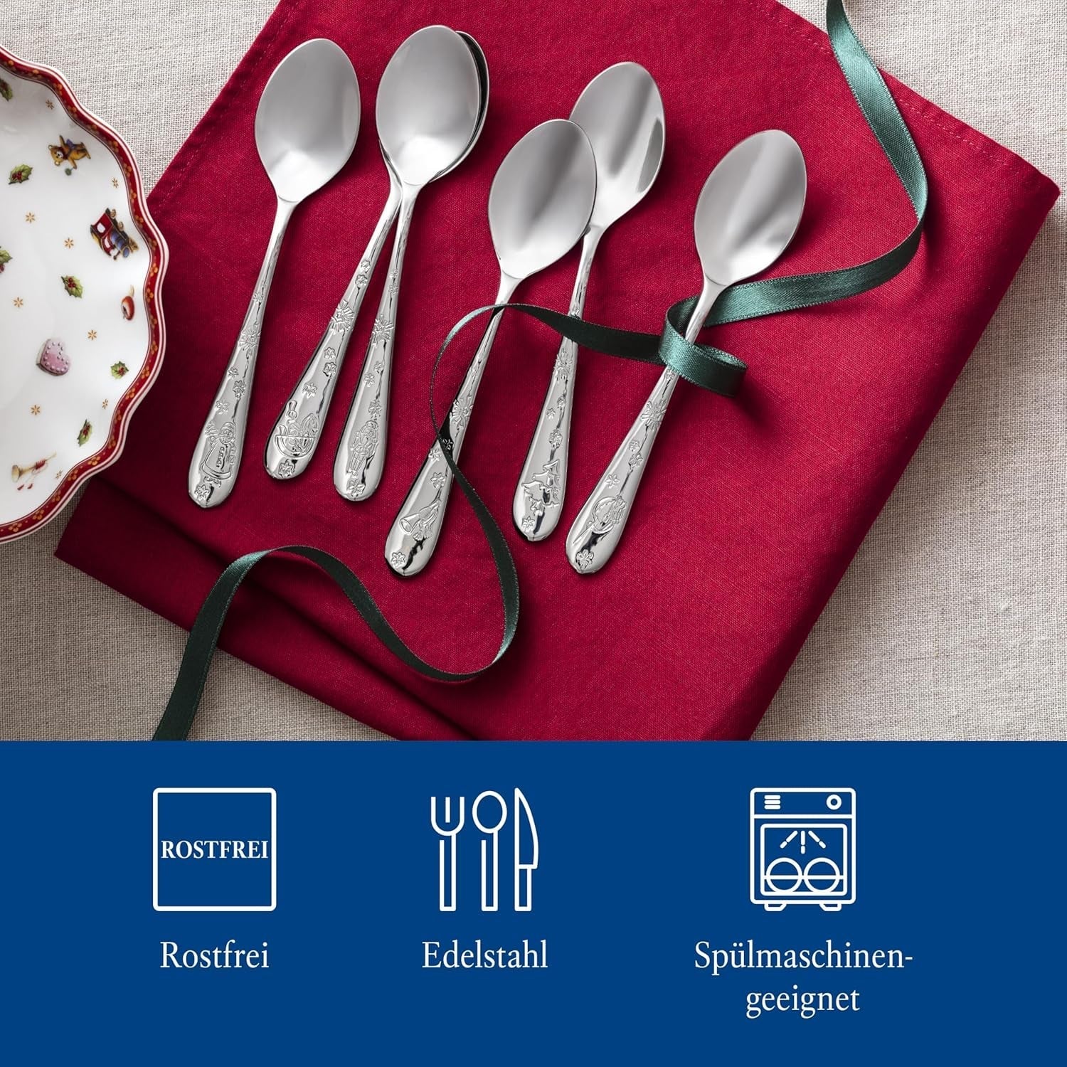 Villeroy & Boch - Toy'S Delight koffielepelset 6-delig Zilver Platina, vaatwasmachinebestendig Keuken Naty Shop