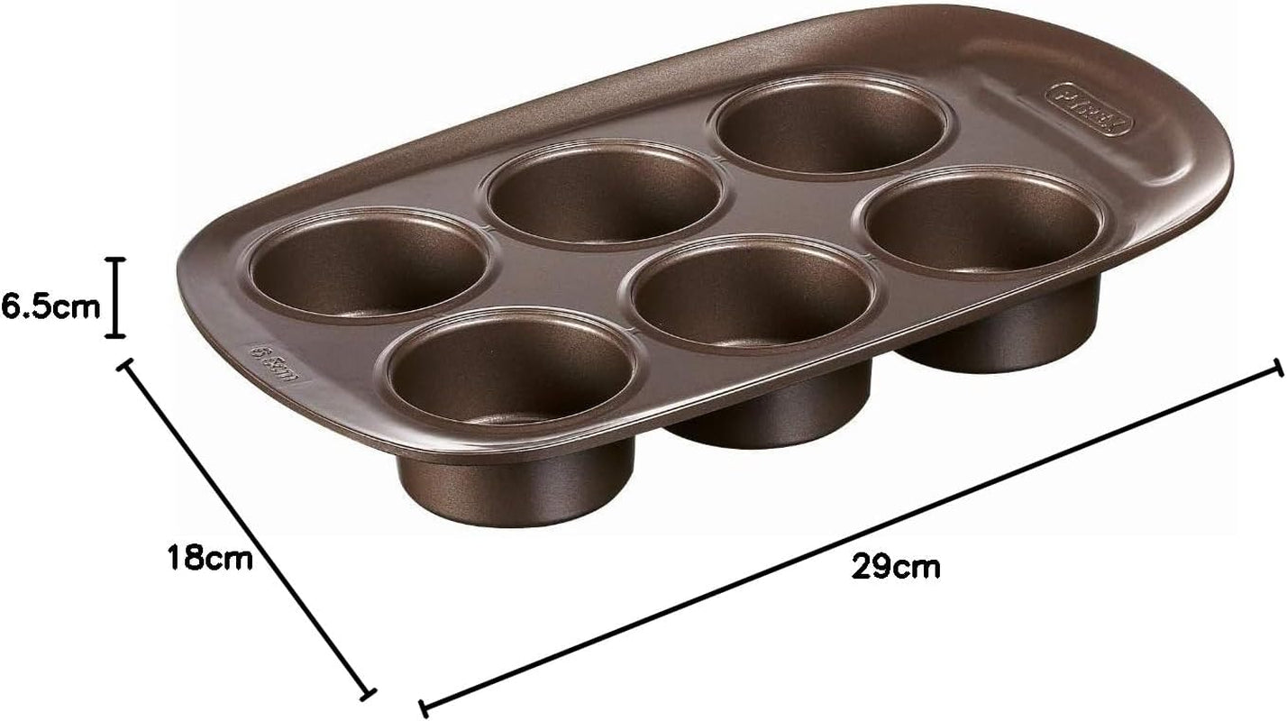 Pyrex BANDEJA 6 MAGDALENAS ASYMETRIA PX Muffinförmchen, Metall, Bunt, 6 Magdalena Vormen en bakplaten Naty Shop