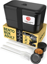 Umami lunchbox voor volwassenen, 4 bestek en compartiment lekvrije stapelbare bentobox, lunchbox voor volwassenen, saladecontainer voor onderweg, picknick-/kantoorlunchbox, antracietgrijs, 1500 ml Naty Shop Onix zwarte voedselbewaardozen - 1500 ml L - 1500 ml stapelbaar in elkaar