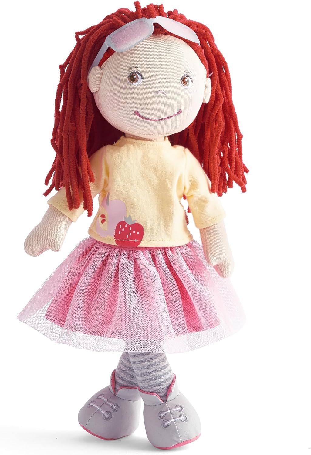 HABA AVA pop, pop van 30 cm met bril, zachte pop voor kinderen vanaf 18 maanden