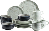 MÄSER 931744 Spicy Market-serie, handgeschilderde serviesset voor 4 personen in vintage mediterraan design, 16-delige keramische combinatieset, groen, steengoed