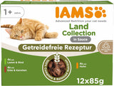 IAMS Delights Land Collection Graanvrij nat kattenvoer - Vleesvariatiepakket Multipack Graanvrij natvoer voor katten van 1 jaar en ouder 12 x 85 g