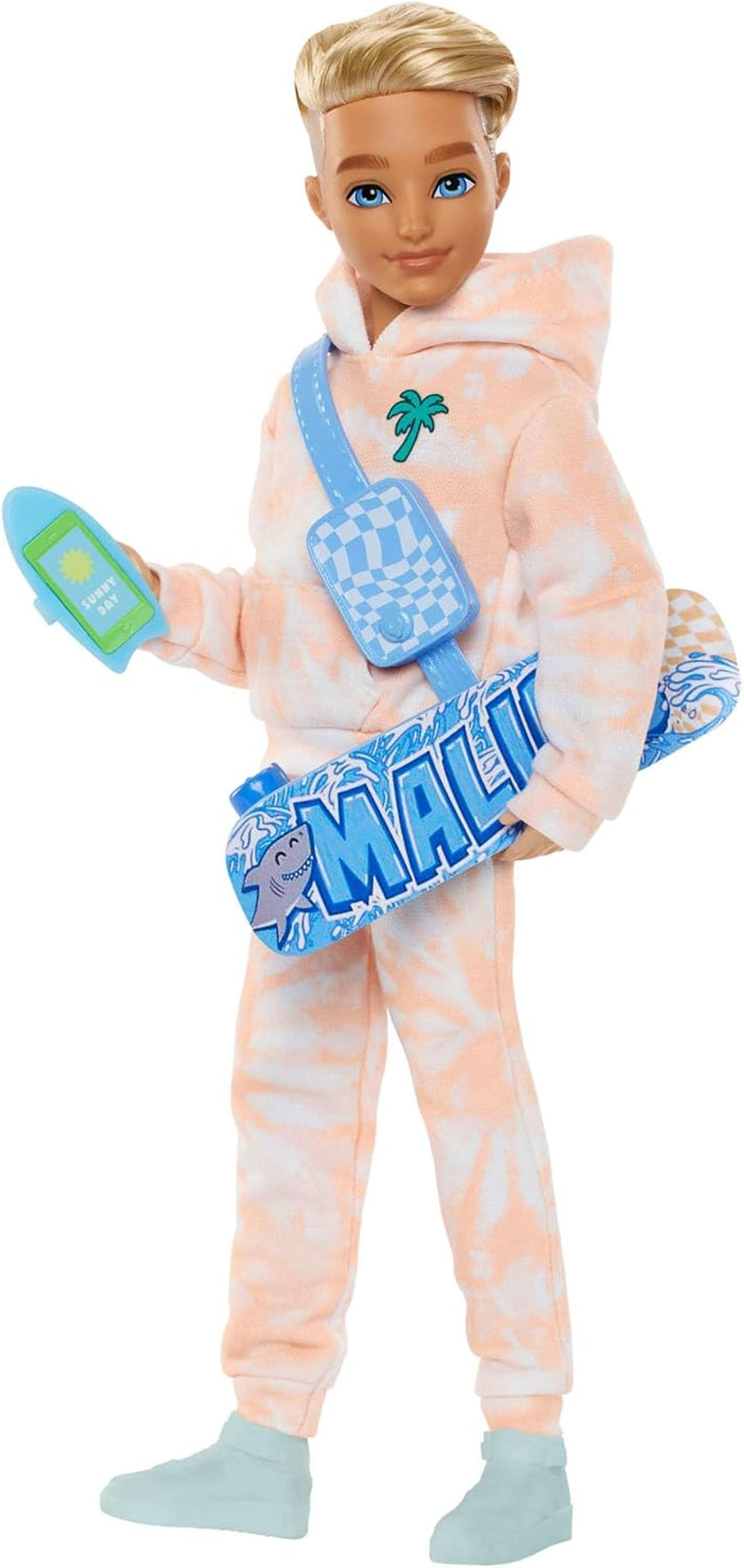 Barbie Dream Besties-pop en accessoires, beweegbare Teresa-modepop met bruin haar en haarclips, 10-delig videogamethema, HYC23 Naty Shop-poppen Zomer en skateboard