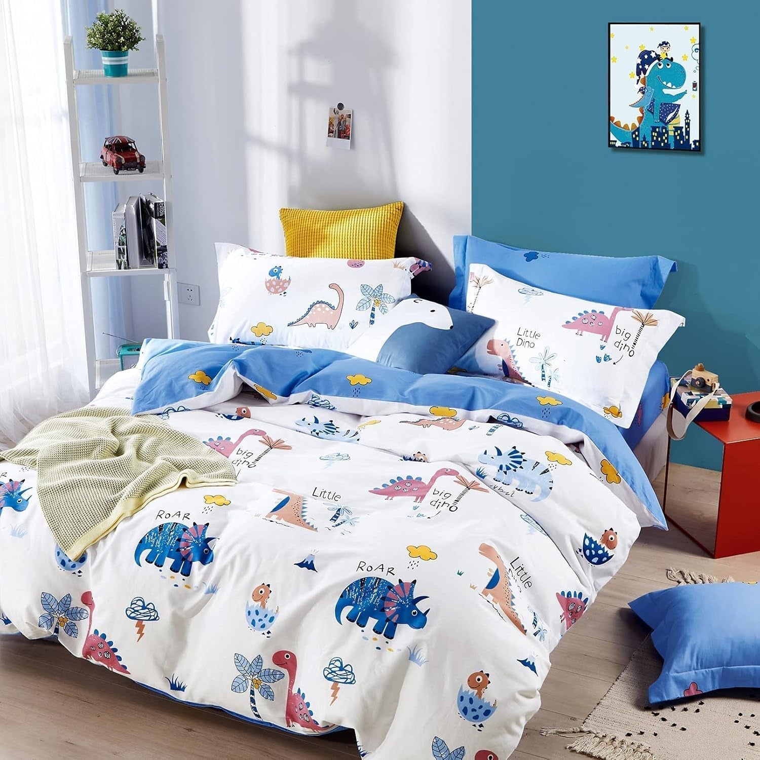 Beddengoed voor kinderen, unisex, dinosaurussen, katoen Beddengoed - kinderen Naty Shop Model A 135 X 200 cm + 80 X 80 cm