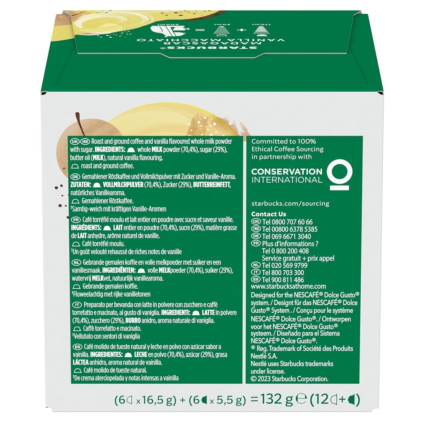 STARBUCKS Vanille Macchiato van Nescafé Dolce Gusto Kaffeekapseln 6 x 12 (72 Kapseln)